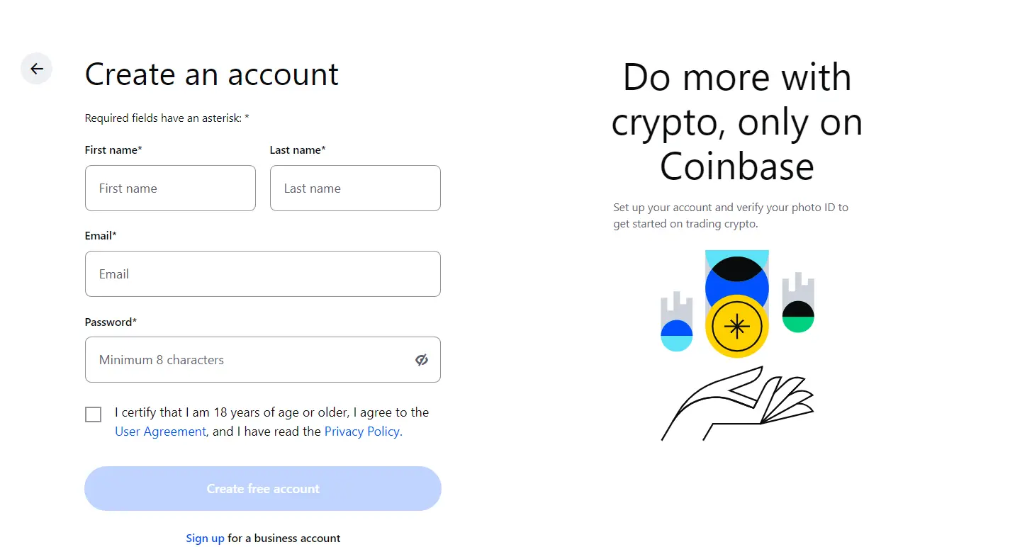 creat account on Coinbase